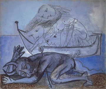 Barque de nalades et faune blesse 1937 Cubists Oil Paintings